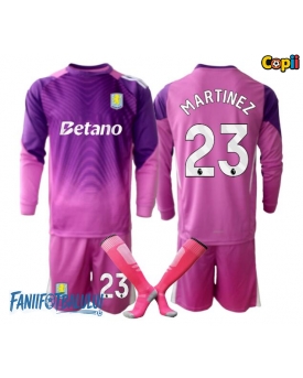 Aston Villa Emiliano Martinez #23 Portarii Echipament de Fotbal Replică 2025-26 Copii Treilea Mâneci Lungi (+ Șorturi)